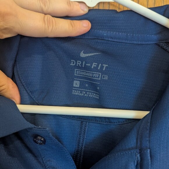 Nike Golf Dri-Fit Short Sleeve Solid Navy Blue Polo Shirt-Men's Size Lg - Picture 3 of 4